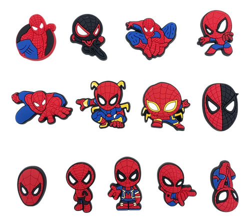 13pcs Spiderman Decoración De Zapatos Para Pines Crocs 