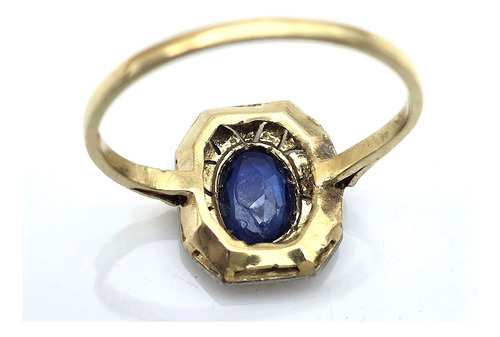 Anillo Oro Zafiro Brillantes Vistas En Platino 2,5g T23