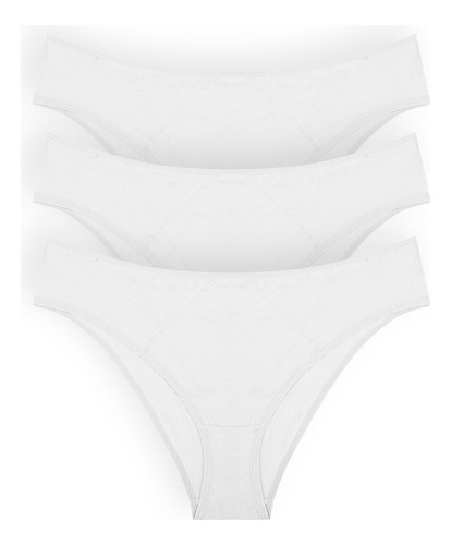 Panty Tanga Unicolor De Algodón Peinado Premium (pack X3)(60