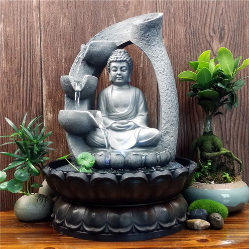Fuente Zen De Cascada De Buda De Mesa Con Luces Led, Regalos
