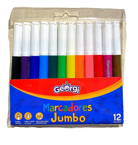 Marcadores Georgi Grandes Tipo Jumbo 12 Colores - 12uni