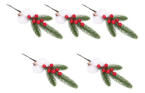 Frutos Rojos De Navidad, 5 Unidades, Multifuncionales, Artif