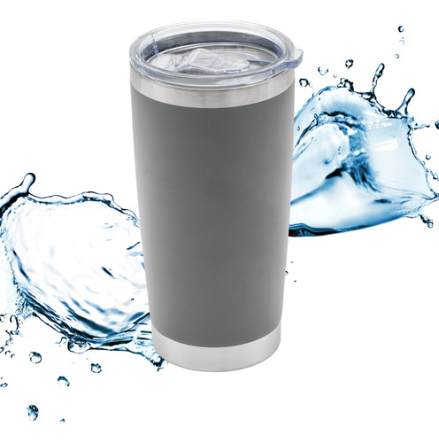 Vaso Termo Acero Inoxidable 20 Onzas Termico Popotes Esponja Gris Oscuro