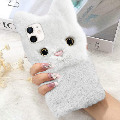 Funda De Teléfono Adorable Con Forma De Gato De Peluche, Pro