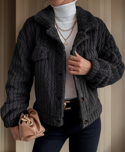 Chaqueta Casual De Mujer Con Abrigo De Felpa De Invierno