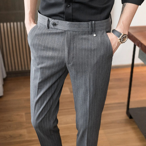 Pantalones De Vestir A Rayas De Primavera Para Hombre  Ropa