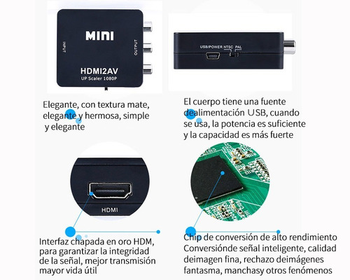 Adaptador De Convertidor De Audio Y Video Tv Hdmi A Rca 1080