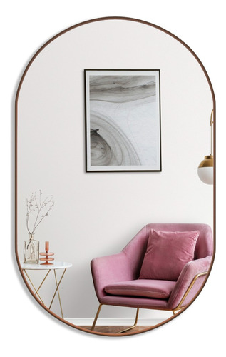 Espelho ovalada de parede Mirror Store Oval do 80cm x 50cm  quadro caramelo