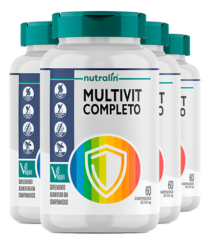 Multivitamínico Completo Vitaminas E Minerais 60 Comp. 4un Sabor N/a