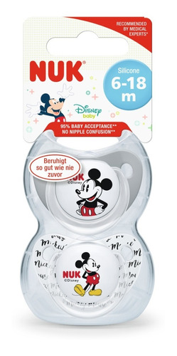 Chupete Nuk® Silicona Mickey Mouse 6 A 18 Meses X 2