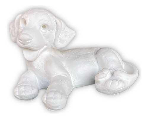 Cachorro Deitado 8 Cm Em Gesso Cru