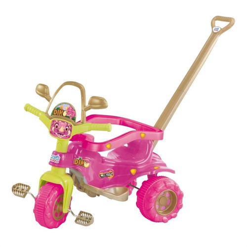 Mini Triciclo Velotrol Motoquinha Infantil Menina Dino Rosa 