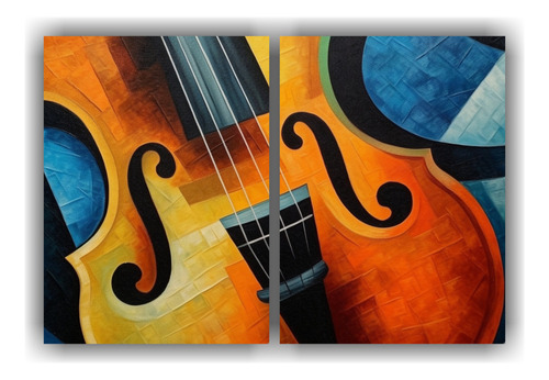 120x80cm Cuadro Abstracto Violín Música Arte Moderno