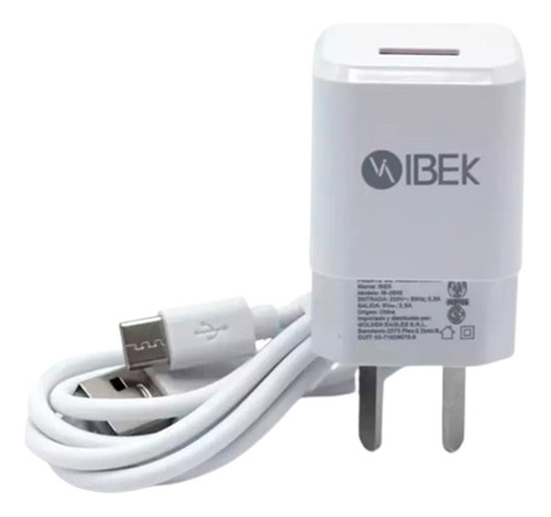 Cargador Para Celular Viajero Ibek Ib-2604 2.6a Tipo-c Color Blanco