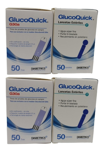 100 Tiras 100 Lancetas De Prueba Glucoquick G30a 