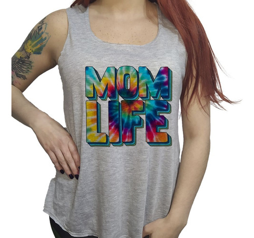 Musculosa Acampanada Frase M1 Mom Life Color Madre Mother Vi