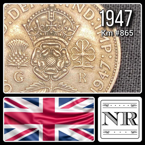 Inglaterra - 2 Shillings - Año 1947 - Km #865 - Cardo Trebol