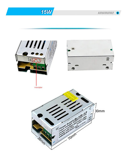 Tecneu Fuente De Alimentación Conmutada 12v 1.25a 110/220vca 15w