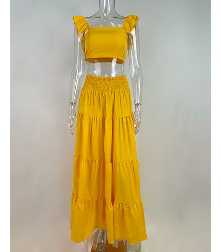 Elegante Conjunto De Dos Piezas De Camiseta Sin Mangas Y Fal