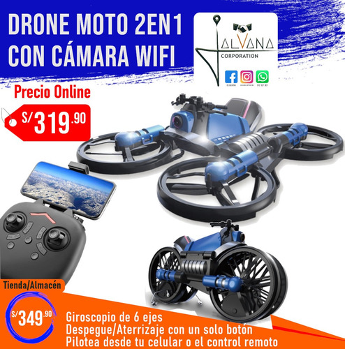 Drone Y Motocicleta Con Cámara