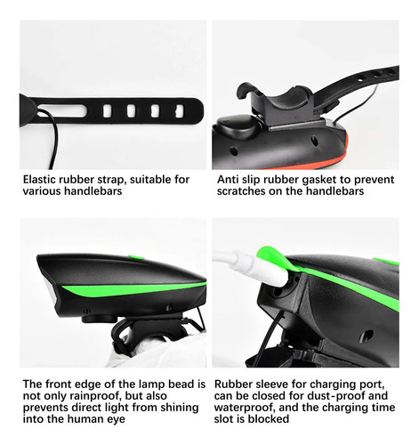 Linterna De Bicicleta Recargable Para Bicicleta Con Hora