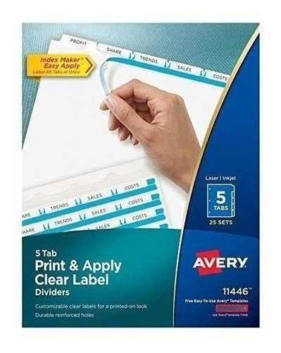 Etiquetas Para Indices Avery Transparentes Divisoras Blanco