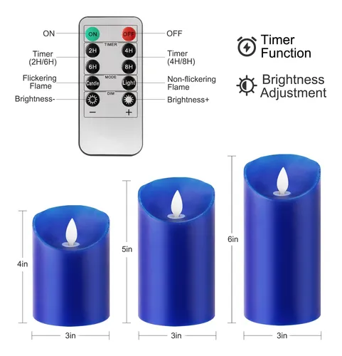 Windshell Velas De Llama Azul Real (led Azul En El Interior)
