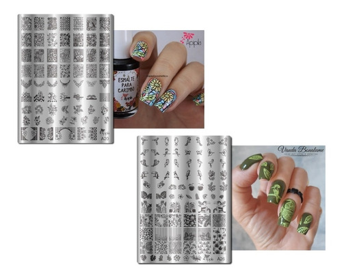 Imagem 5 de 8 de 02 Placas Carimbos Unhas Frete Grátis Carimbo+esmalte Kit02a