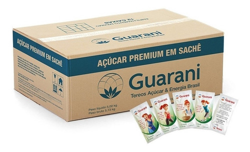 Açúcar Cristal Premium Guarani Caixa 5kg 1000 Unidades