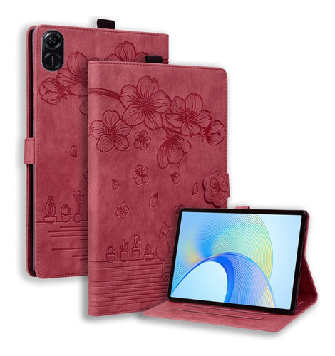 Funda De Piel De Gato Roja Para Honor Pad X9/x8 Pro