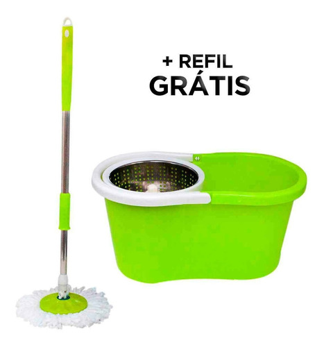 Spin Mop Inox Balde Com 3 Esfregão Microfibra Refil Limpeza