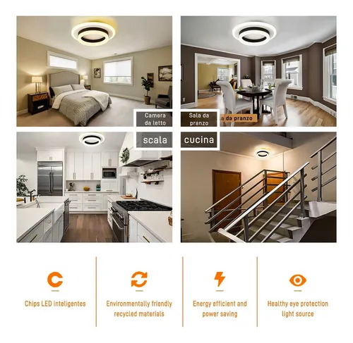. Lámparas De Techo Led Decorativa Con 3 Modos De Luz 48w