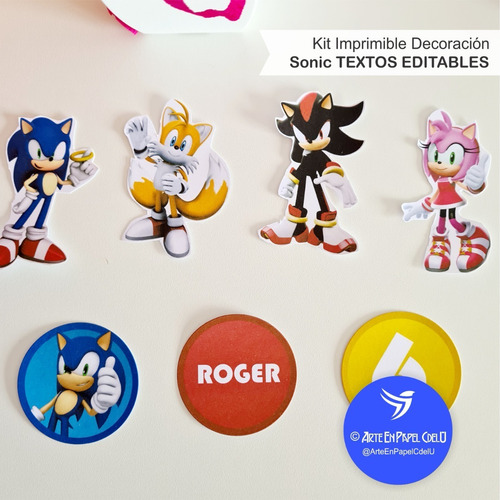 Imagen 6 de 7 de Kit Imprimible Decoración Candy Bar Sonic Texto Editable