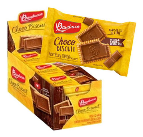 Biscoito Bolacha Bauducco Choco Biscuit 18 Pacotes 36g