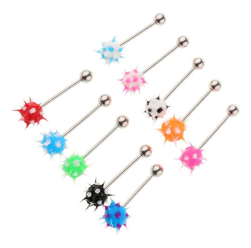 10 Piezas 14g Barra De Barra Barbell Ear Stud Joyería