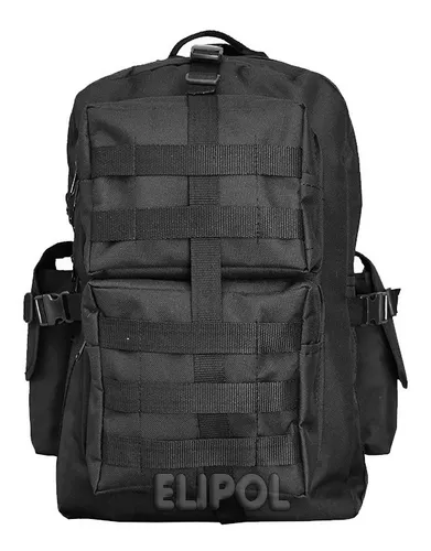 Mochila Tactica Negra Molle 45lt Policia C/bolsillos Lateral