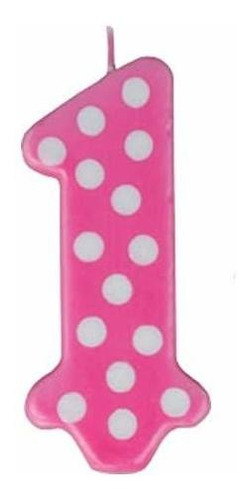 Oasis Supply Girl Polka Dot No. 1 Birthday Party Wax Candle 