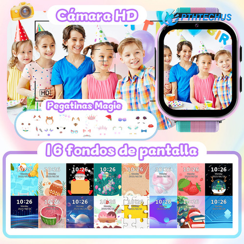 Reloj Inteligente 4g Llamadas HD Reloj Smartwatch Para Niños 4g Señal Reloj Inteligente Para Compatible con chip SIM 4g PTHTECHUS SOS smartwatch Lt49 Púrpura Llamadas Smartwatch,FULL HD LCD Smartwatch