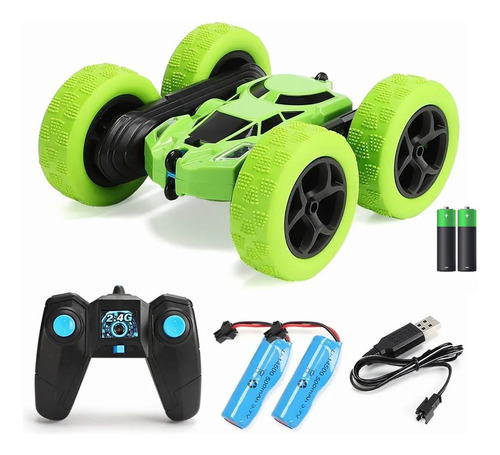 Rc Juguete Coche 4ch Truco Drift Coche Doble Cara 360 Giro Color Verde