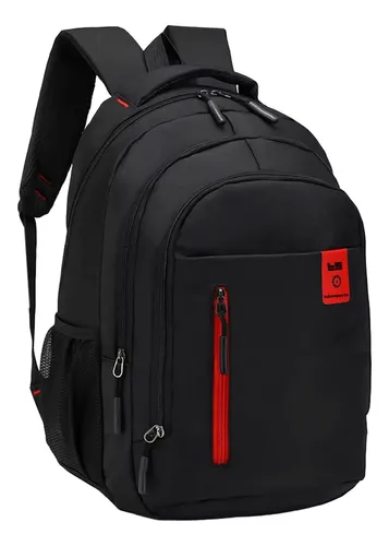 Mochila Preta Notebook Multifuncional Unissex Resistente Cor Preto Desenho do tecido Liso Menor preço em Mochila Preta Notebook Multifuncional Unissex Resistente Cor Preto Desenho do tecido Liso