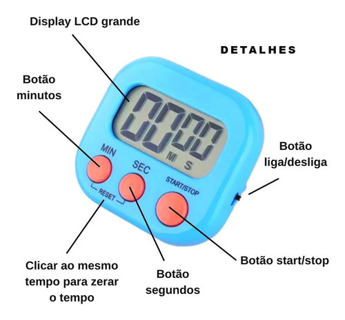 Timer Temporizador Cronometro Digital De Cozinha Mesa Imã Cor Verde