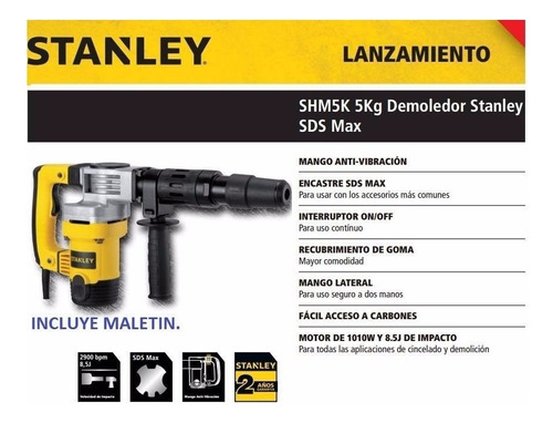 Martillo Demoledor Eléc. Stanley Shm5k Sds Max 1010w 8.5j