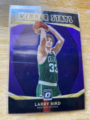 Larry Bird 1 Tarjeta Optic Purple Prizm Winner Stays