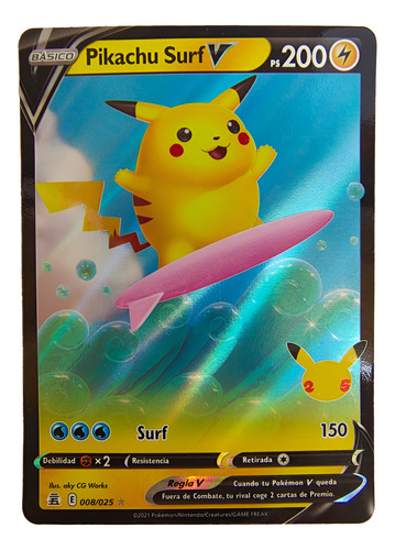 Carta Pikachu Surf V 008/25 Tcg Original Pokémon