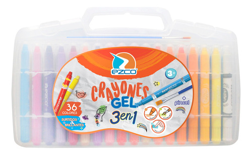 Crayones Gel Acuarelables Ezco Estuche X 36 Colores