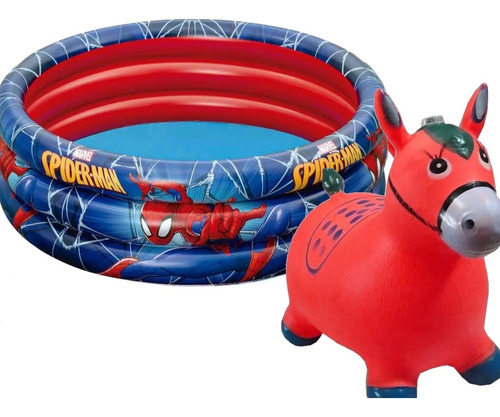 Piscina Grande 200 Litros Homem Aranha Menino Azul Cavalinho