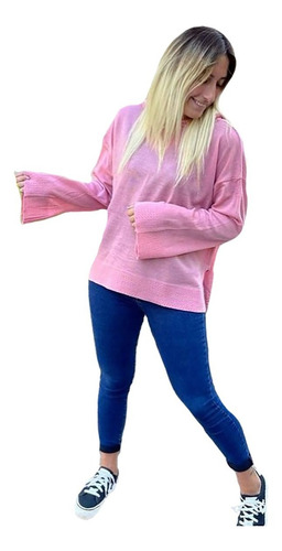 Imagen 5 de 8 de Sweater Buzo Mujer Capucha Super Liviano Amplio A64