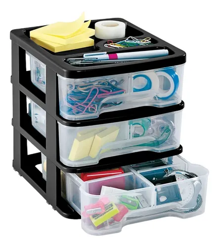 Caja Organizadora Pequeña De 3 Niveles Negro Rimax