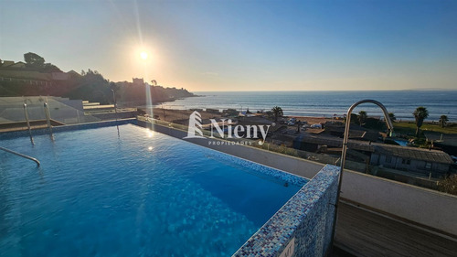 Vista Al Mar Con Azotea Privada,impecable Y Soleado. Concón