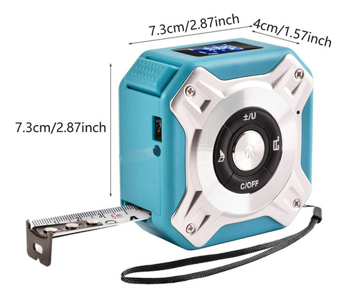 . 2 En 1 Medición De Cinta De Luz Portable Azul Y Plateado